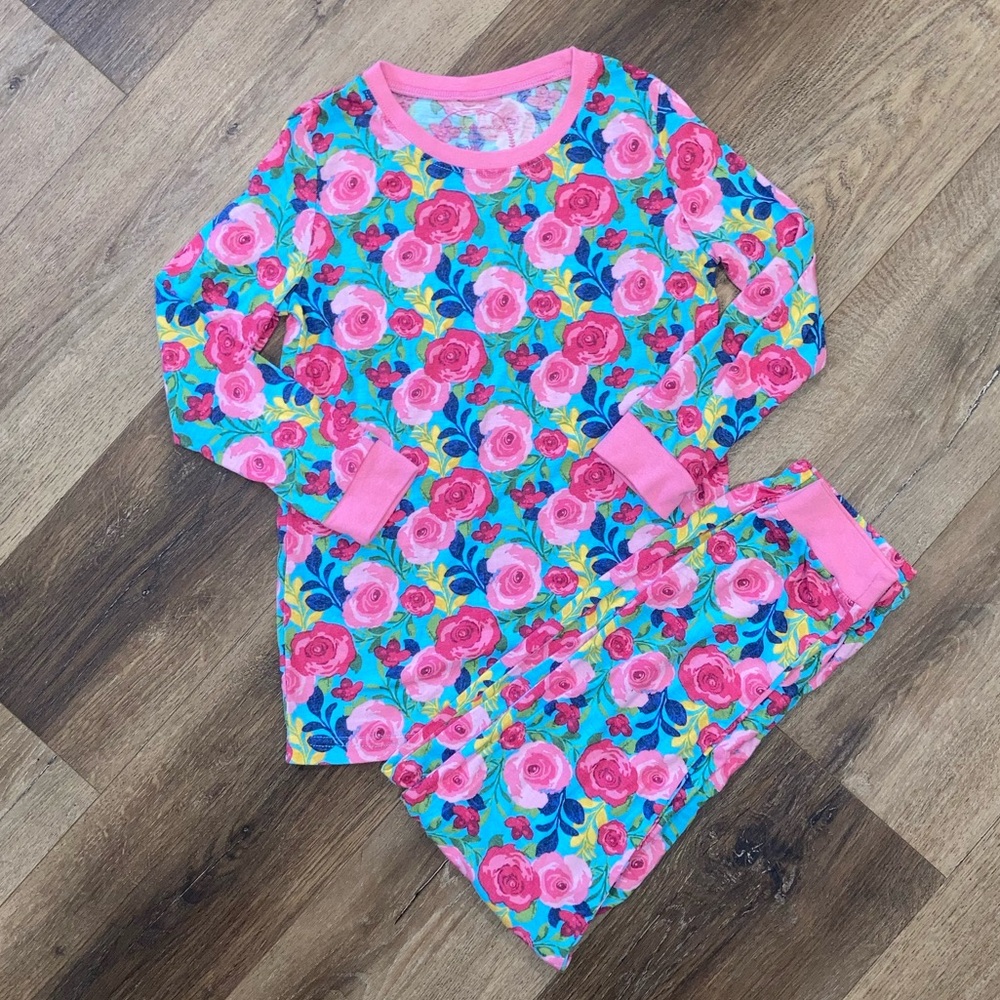 Jane Marie Bright Floral Pajama Pant Set Outfit Matching Size XL (11-12)